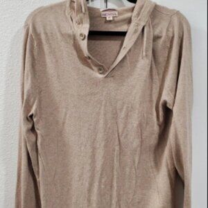 Merona beige cashmere sweater hoodie, size L